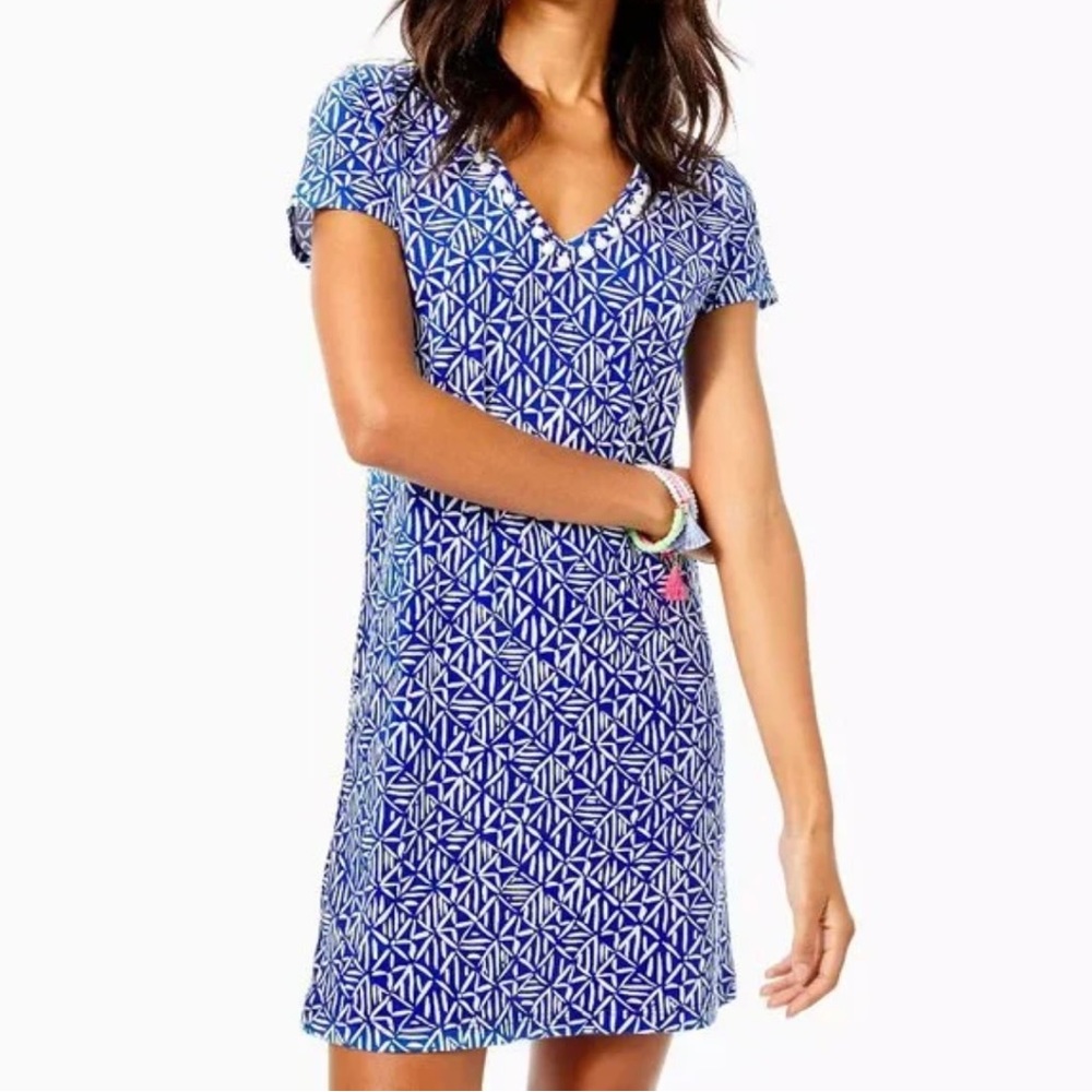 Lilly Pulitzer Women Size XL Etta Dress in Corsica Blue Easy Peasy